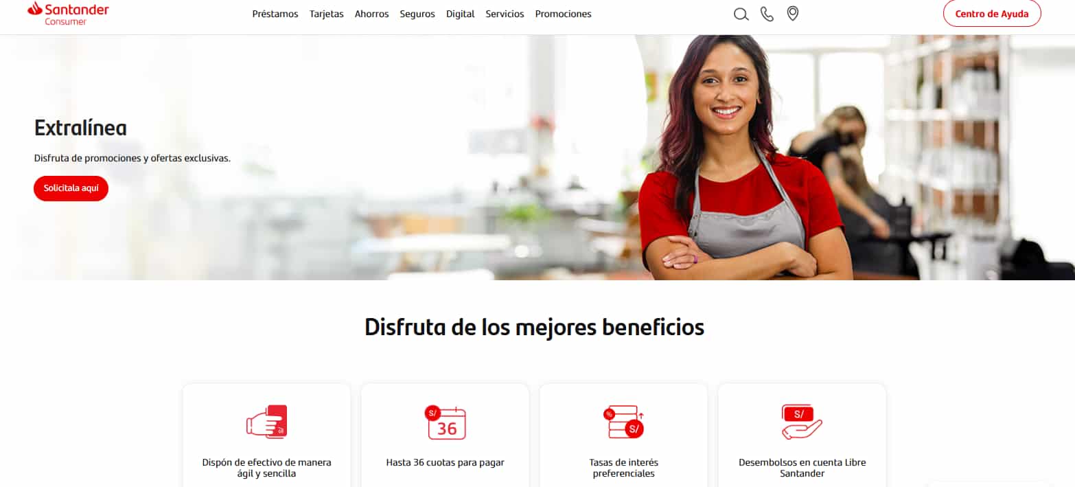 Extralínea Santander Consumer: requisitos, tasas y cómo solicitarla en Perú